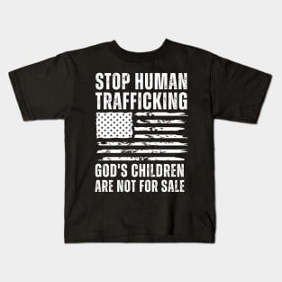 Stop Human Trafficking, God's Children Are Not For Sale US American Flag Kids T-Shirt